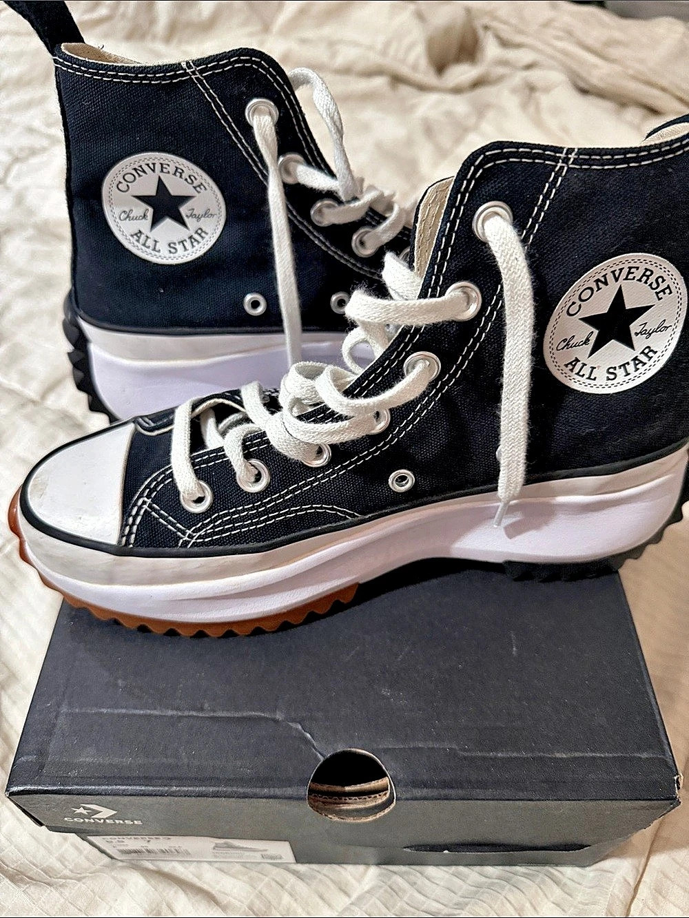 Converse Run Star Hike Hi Platform Sneakers Black & White US 7